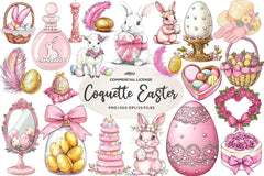 Pink Coquette Easter Clipart Bundle - CraftNest - Digital Crafting and Art
