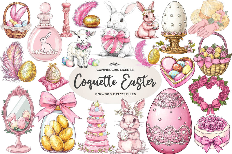 Pink Coquette Easter Clipart Bundle - CraftNest - Digital Crafting and Art