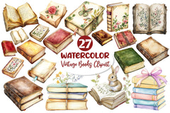 Vintage Books Clipart Bundle - CraftNest - Digital Crafting and Art