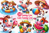 Funny Cow In Pool Party Clipart Bundle