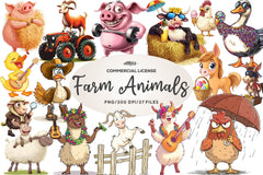 Quirky Funny Farm Animals Clipart Bundle - CraftNest - Digital Crafting and Art