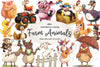 Quirky Funny Farm Animals Clipart Bundle
