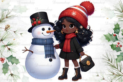 African American Christmas Girl Clipart Bundle 24 - CraftNest - Digital Crafting and Art