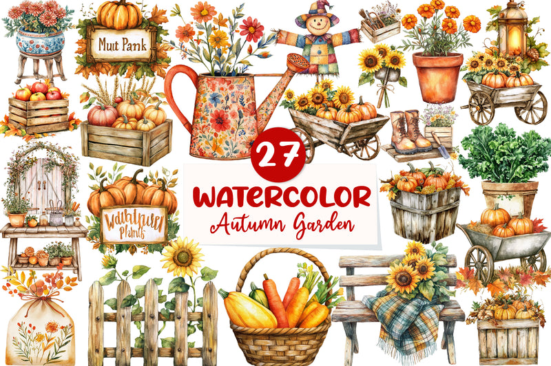 Autumn Garden Clipart Bundle 1 - CraftNest - Digital Crafting and Art