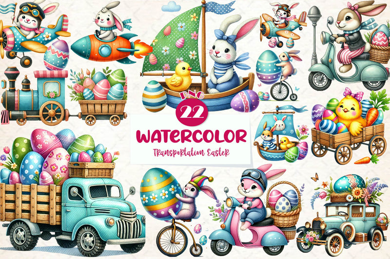 Transportation Easter Clipart Bundle - CraftNest - Digital Crafting and Art