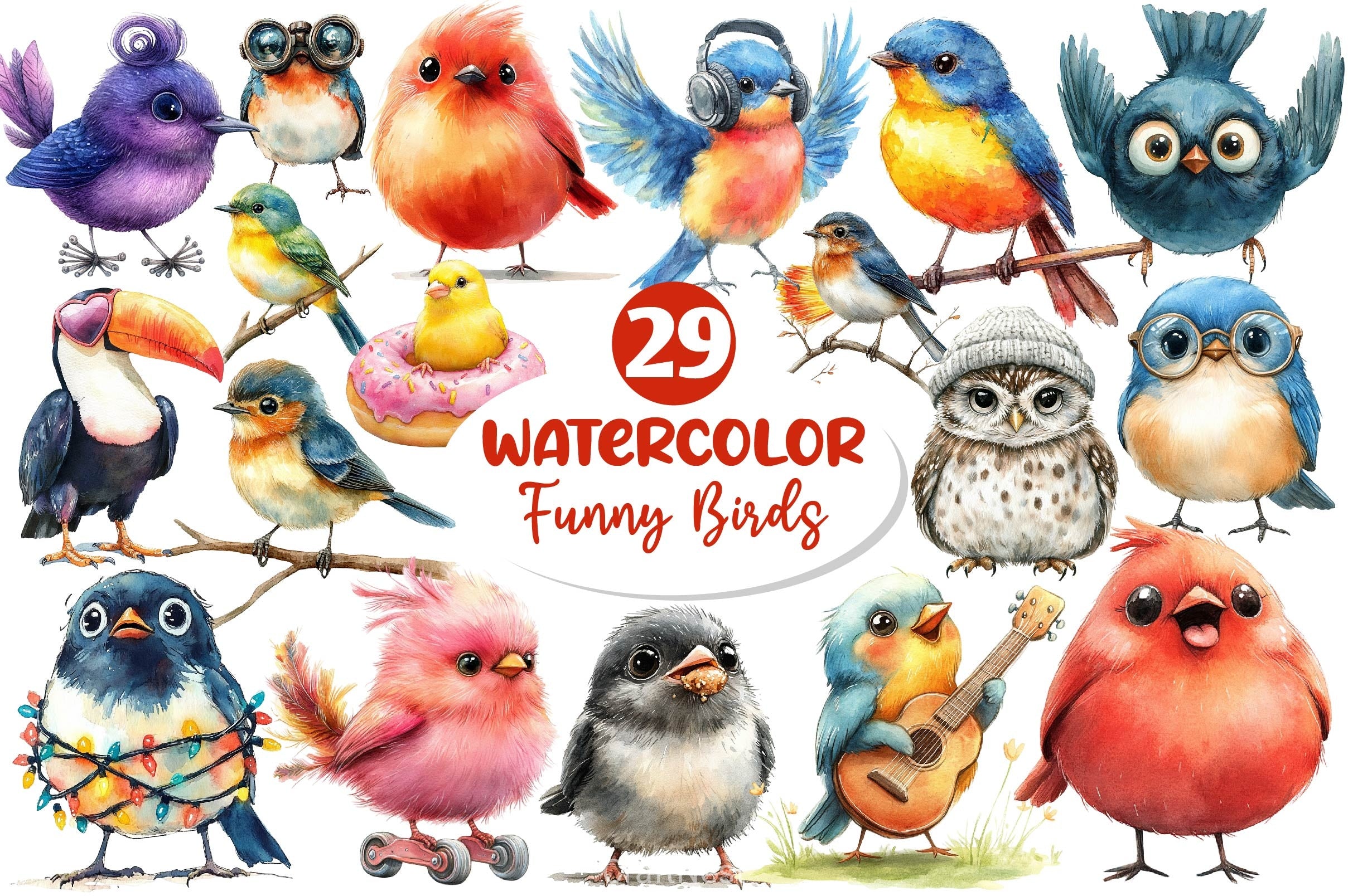 Cute Quirky Funny Birds Clipart Bundle 2 - CraftNest - Digital Crafting and Art