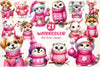 Pink Jumper Animals Christmas Clipart Bundle