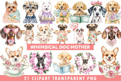 Whimsical Dog Mother Clipart - CraftNest - Digital Crafting and Art