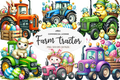 Easter Farm Tractor Clipart Bundle - CraftNest - Digital Crafting and Art