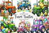 Easter Farm Tractor Clipart Bundle