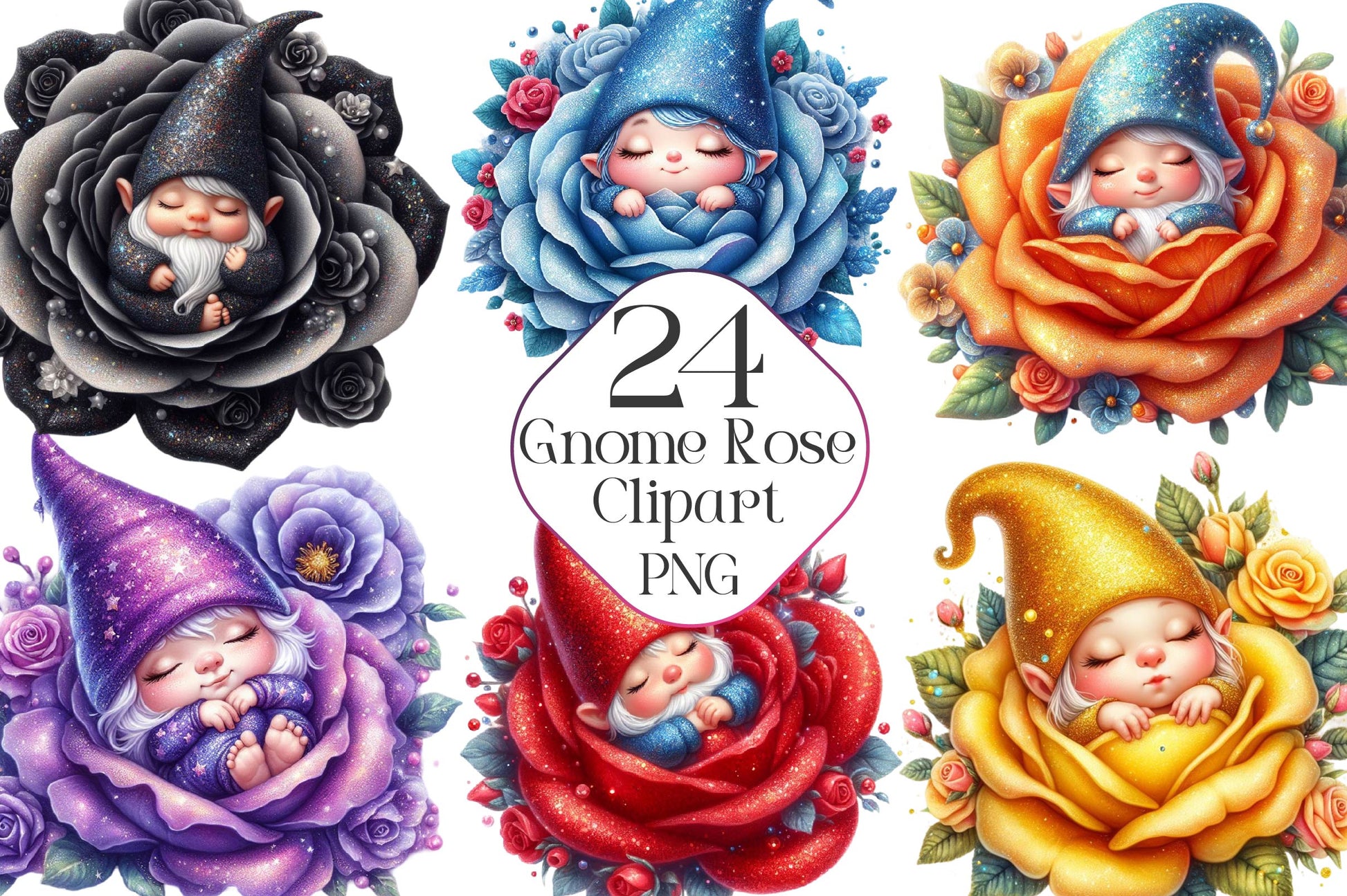 Cute Gnome Rose Clipart Bundle - CraftNest - Digital Crafting and Art