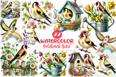 Spring Goldfinch Bird Clipart Bundle - CraftNest - Digital Crafting and Art