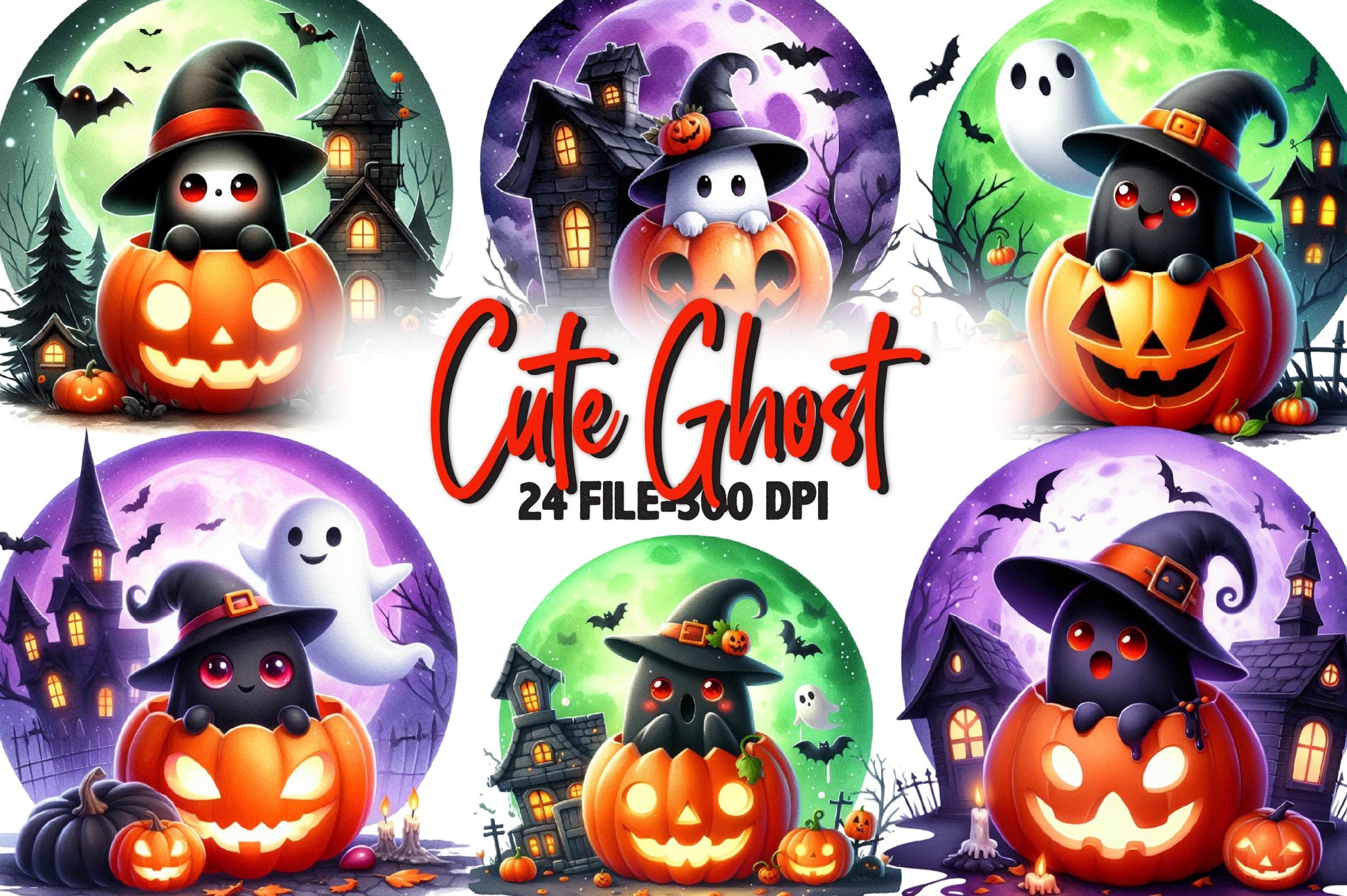 Cute Ghost Clipart Bundle 1 - CraftNest - Digital Crafting and Art