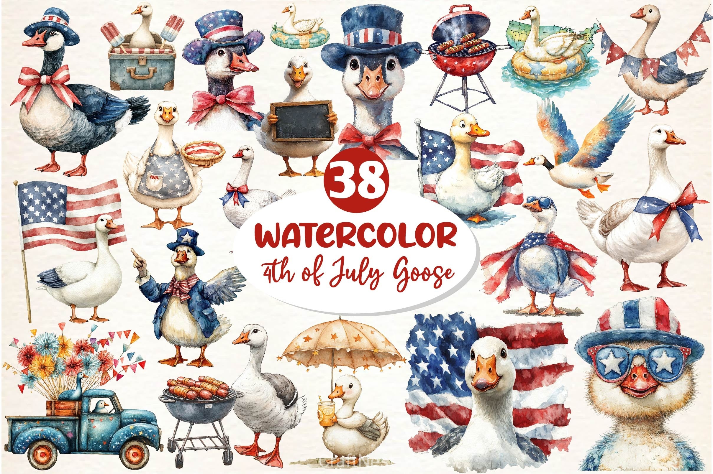 4th Of July Goose Clipart Bundle 2 - CraftNest - Digital Crafting and Art