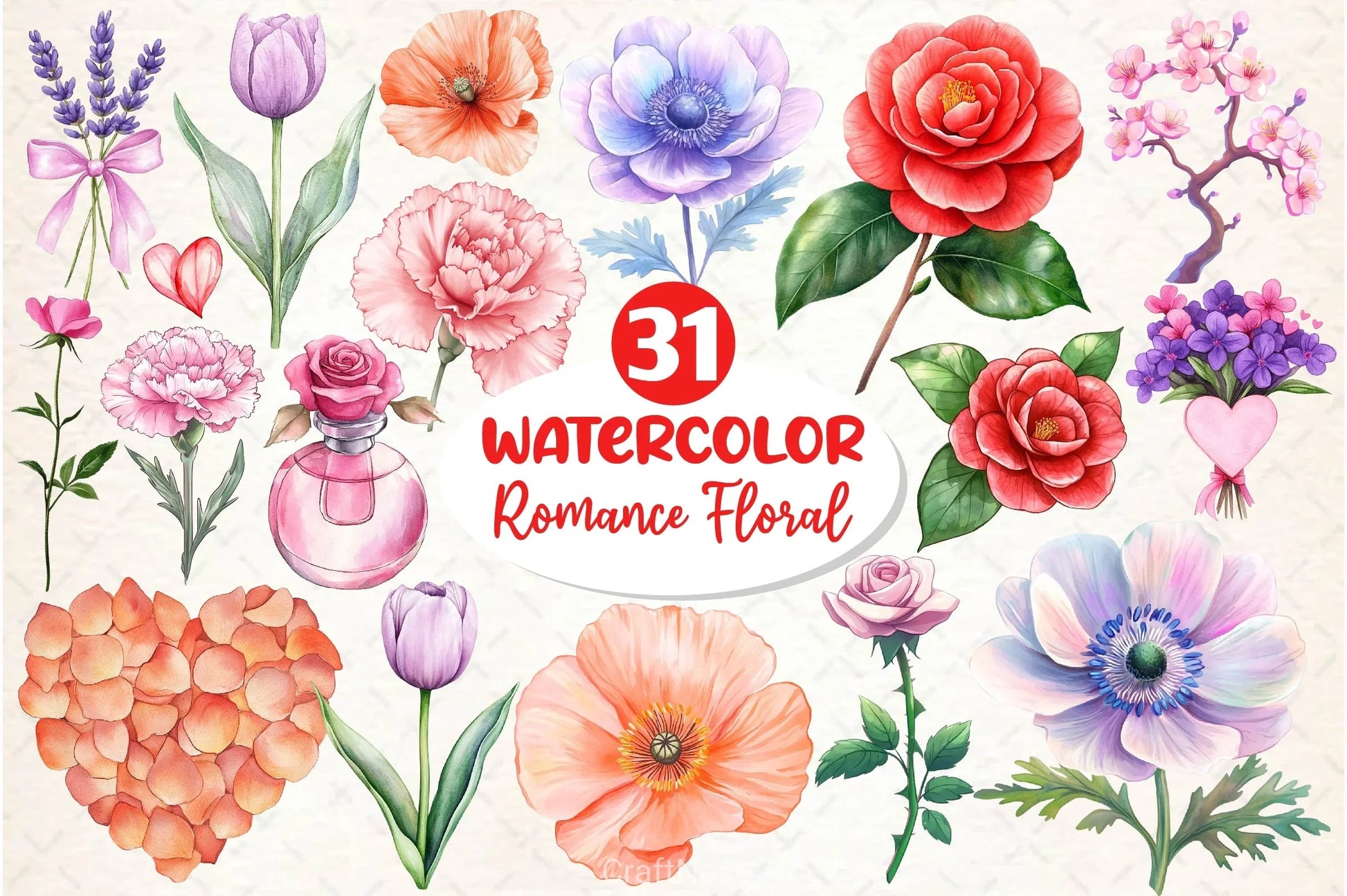 Romance Floral Clipart Bundle - CraftNest - Digital Crafting and Art