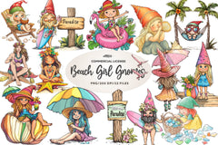 Beach Girl Gnomes Collection Clipart Bundle - CraftNest - Digital Crafting and Art