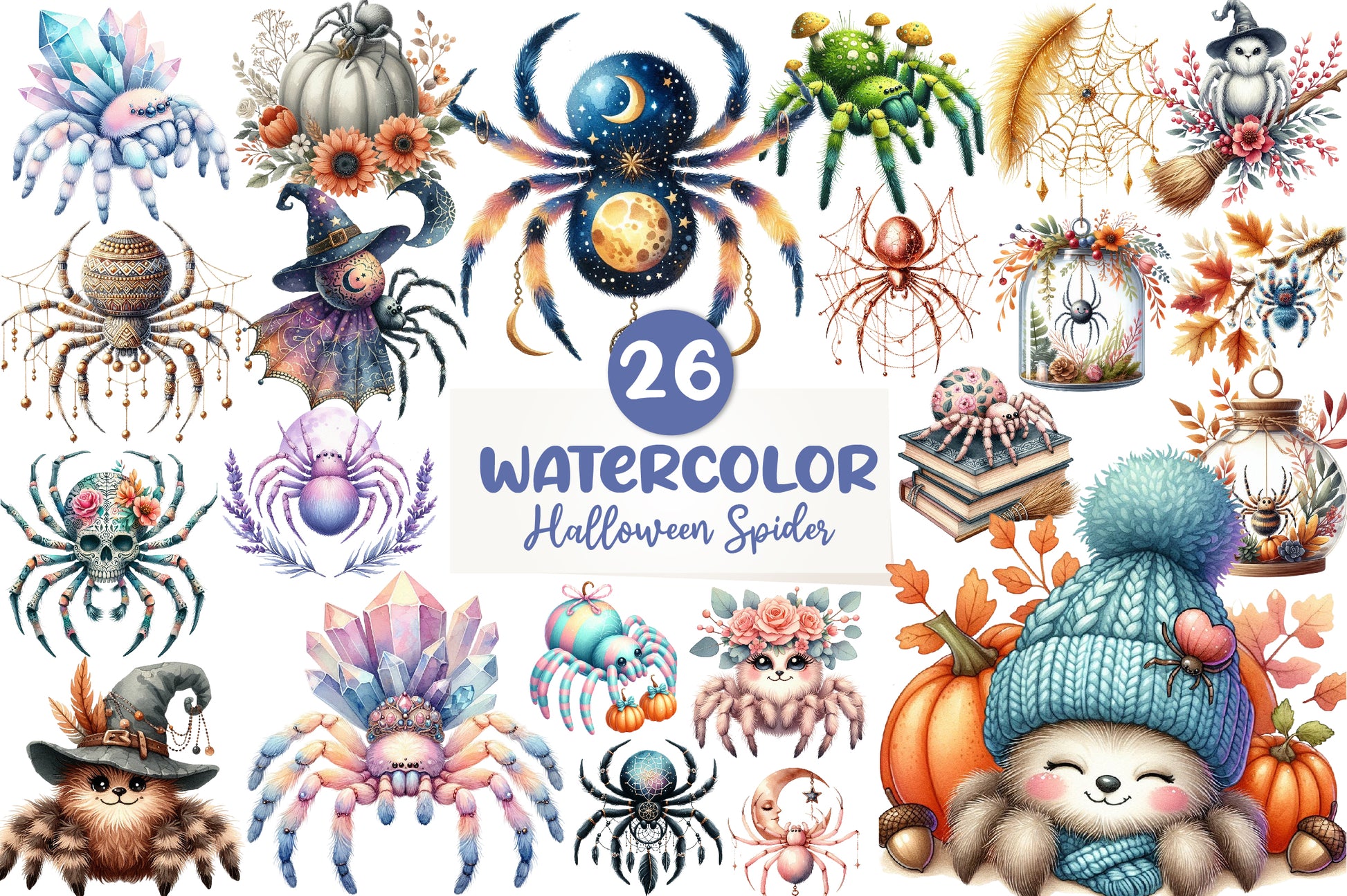 Boho Halloween Spider Clipart Bundle - CraftNest - Digital Crafting and Art