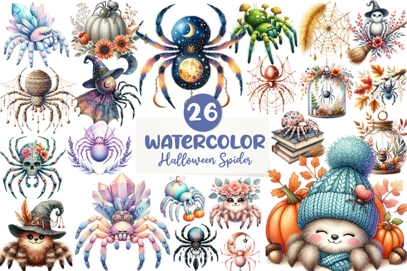 Boho Halloween Spider Clipart Bundle - CraftNest - Digital Crafting and Art