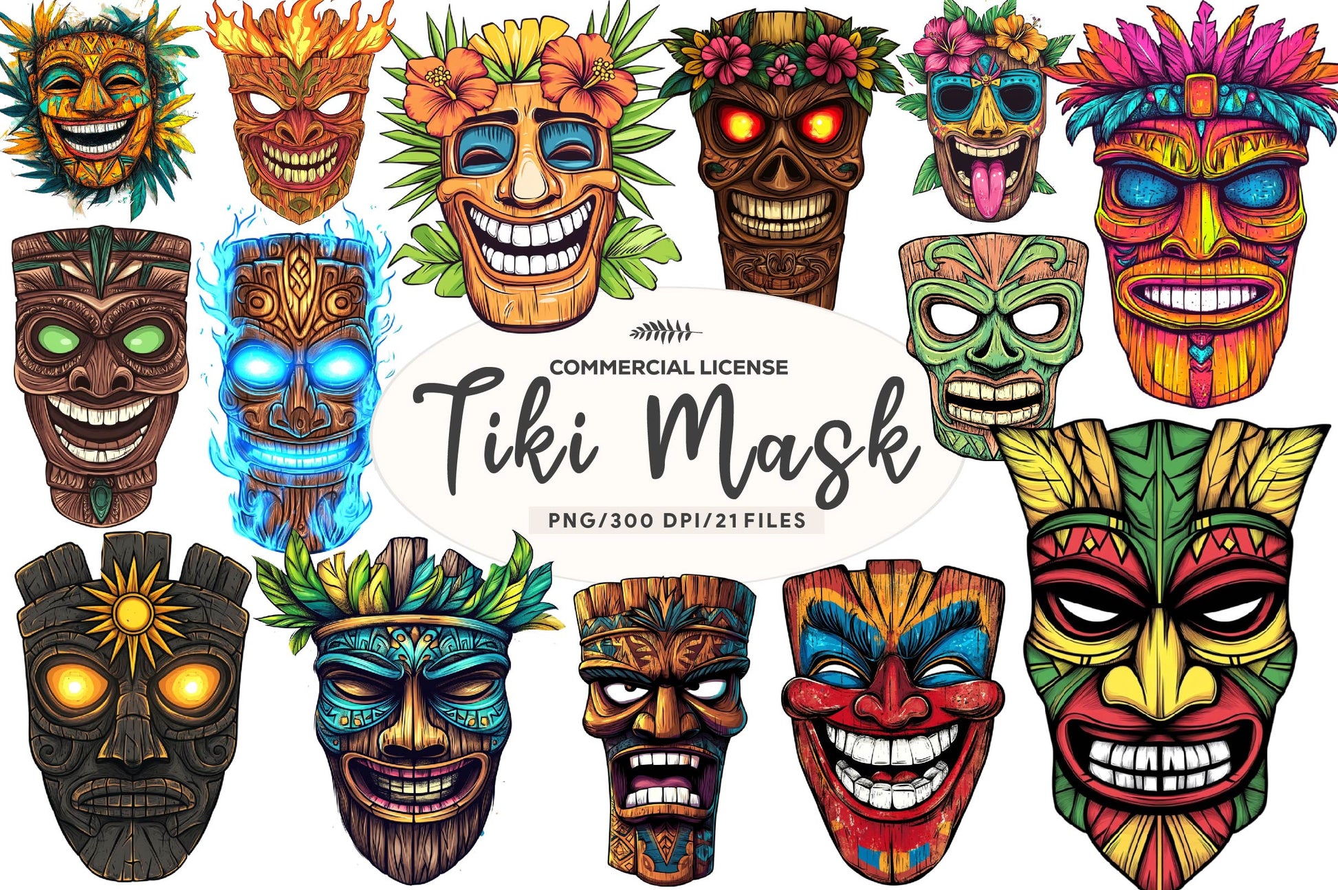 Festival Tiki Mask Clipart Bundle - CraftNest - Digital Crafting and Art