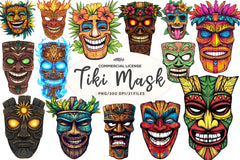 Festival Tiki Mask Clipart Bundle - CraftNest - Digital Crafting and Art