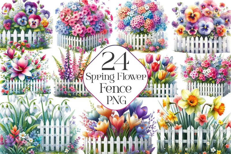 Spring Flower Fence Clipart Bundle - CraftNest - Digital Crafting and Art