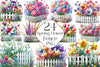 Spring Flower Fence Clipart Bundle
