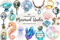 Little Mermaid Under The Sea Clipart Bundle - CraftNest - Digital Crafting and Art