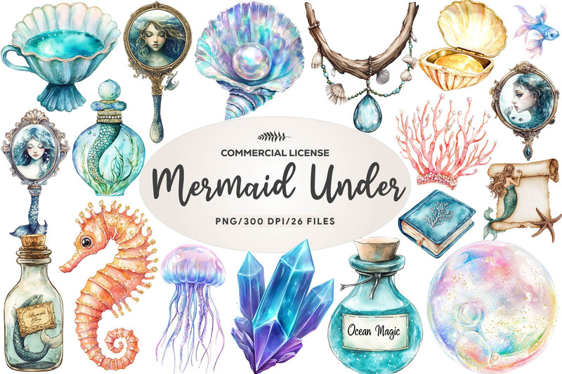 Little Mermaid Under The Sea Clipart Bundle - CraftNest - Digital Crafting and Art