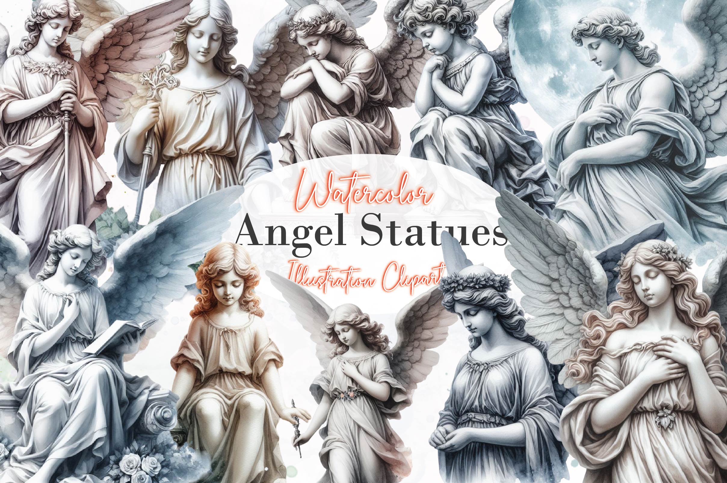Angel Statues Clipart Bundle - CraftNest - Digital Crafting and Art