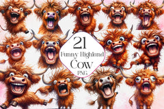 Highland Cow Clipart Bundle 1 - CraftNest - Digital Crafting and Art