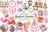 Bohemian Pink Gingham Summer Clipart Bundle