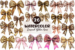 Leopard Glitter Bow Clipart Bundle - CraftNest - Digital Crafting and Art
