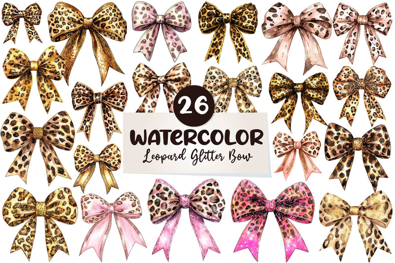 Leopard Glitter Bow Clipart Bundle - CraftNest - Digital Crafting and Art