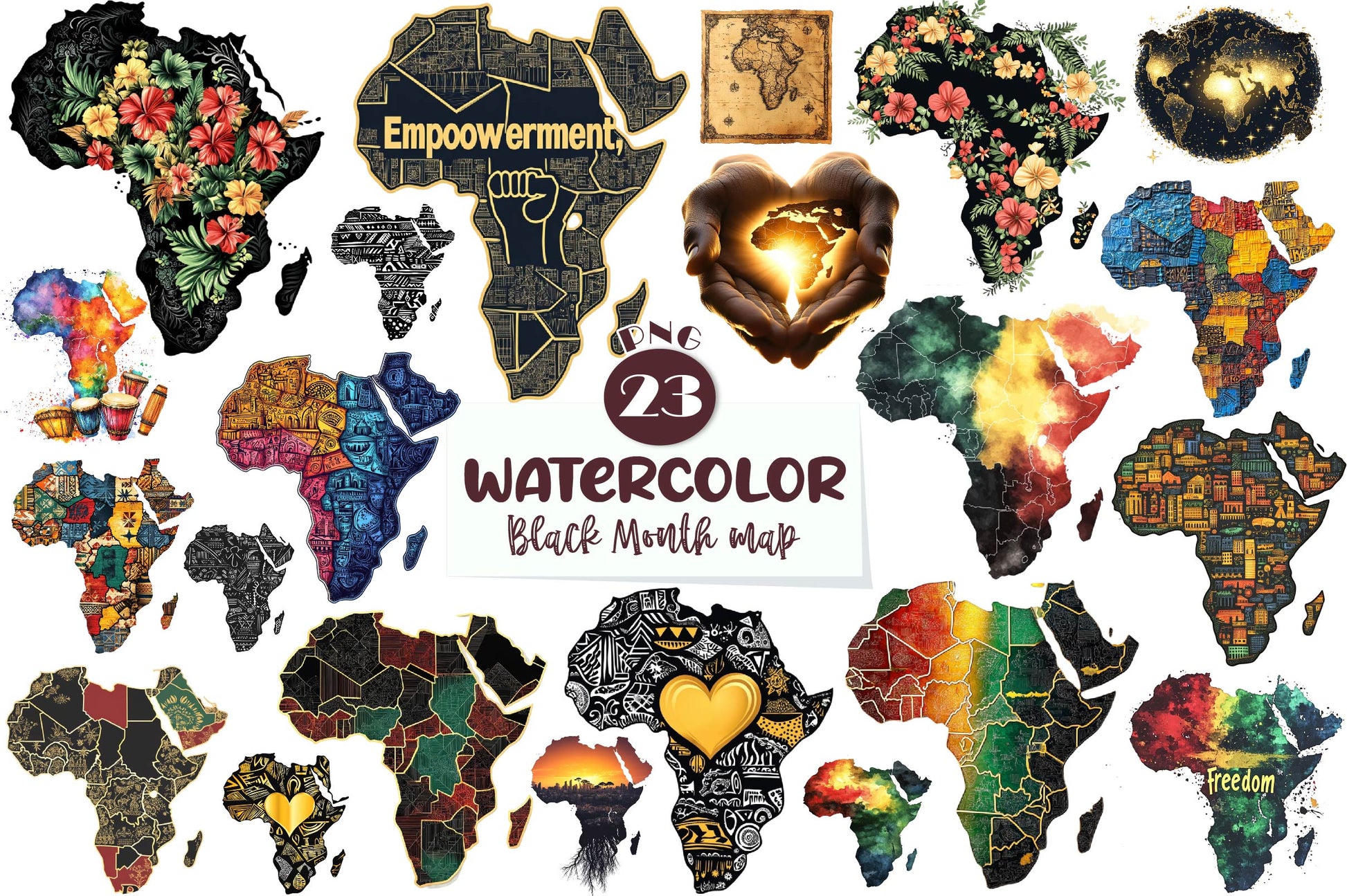Black Month Map Clipart Bundle - CraftNest - Digital Crafting and Art