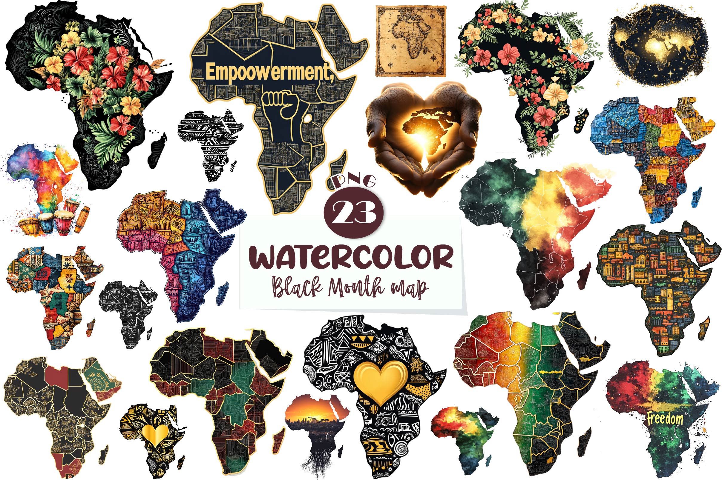 Black Month Map Clipart Bundle - CraftNest - Digital Crafting and Art