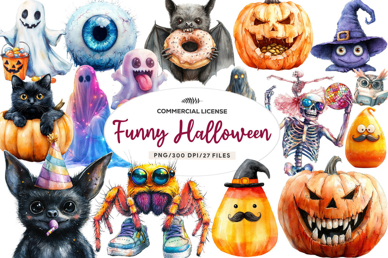 Funny Halloween Clipart Bundle - CraftNest - Digital Crafting and Art