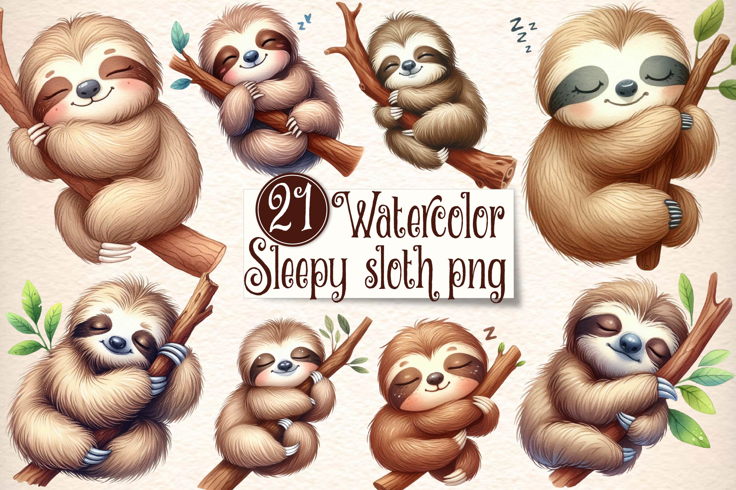 Sleepy Sloth Clipart Bundle 1 - CraftNest - Digital Crafting and Art