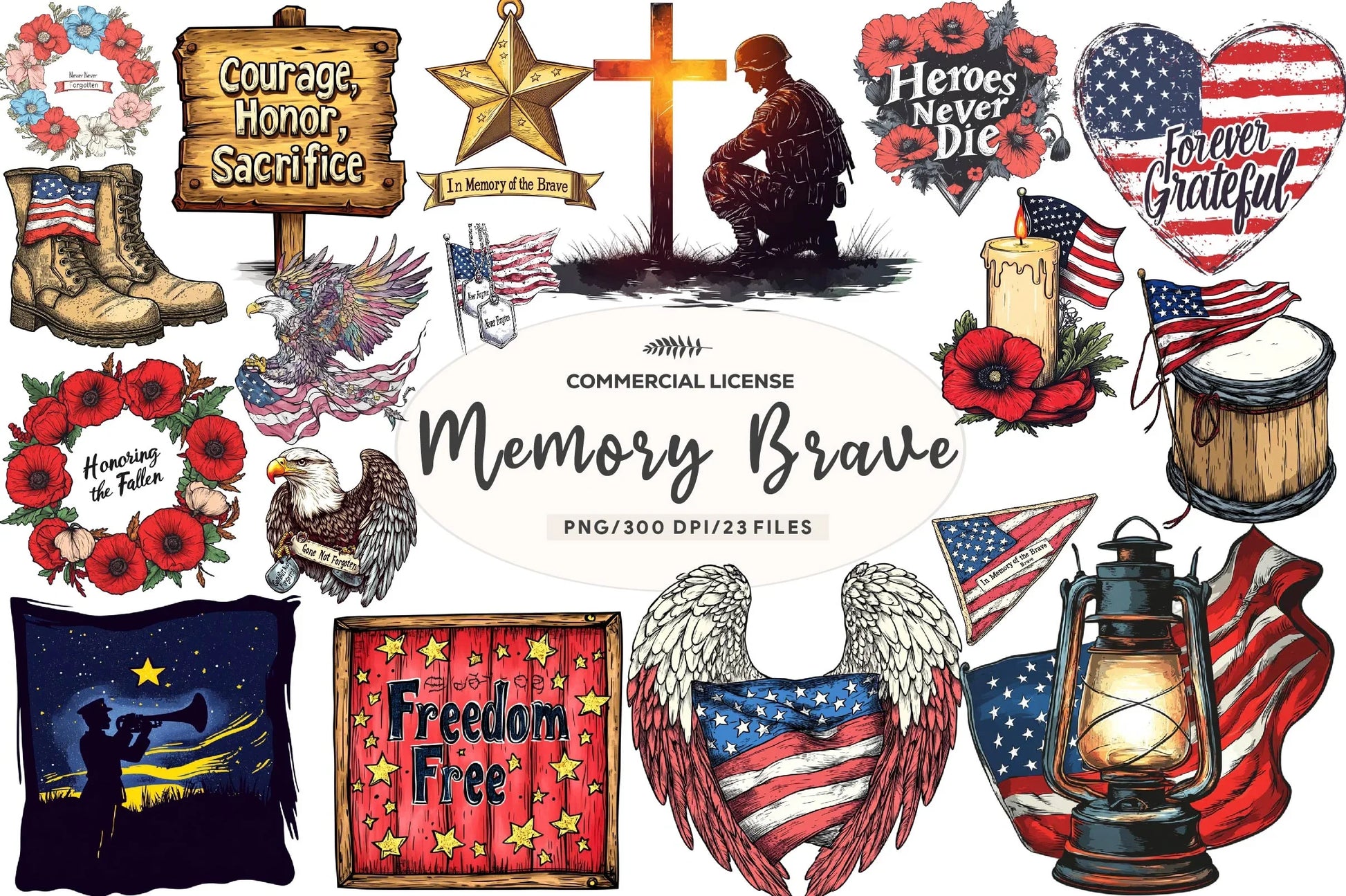 In Memory Of The Brave Design Clipart Bundle - CraftNest - Digital Crafting and Art