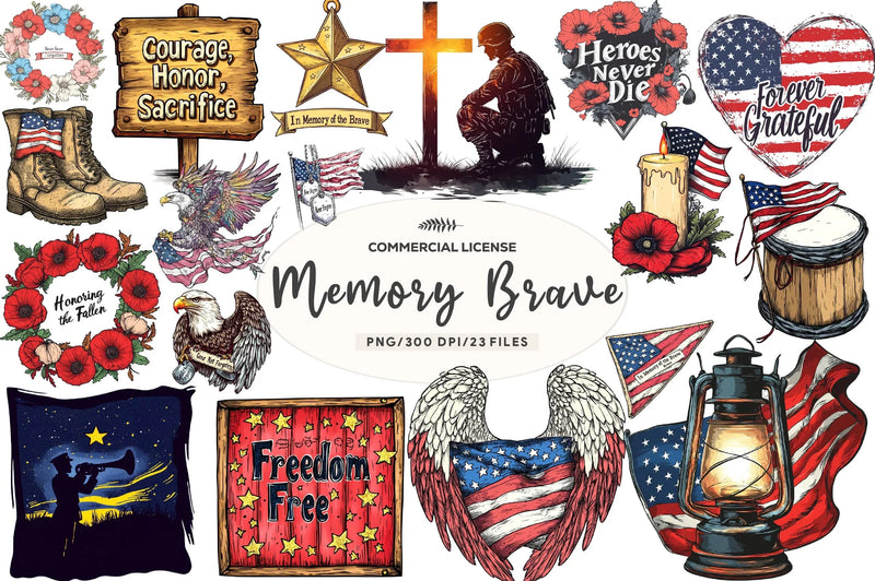 In Memory Of The Brave Design Clipart Bundle - CraftNest - Digital Crafting and Art