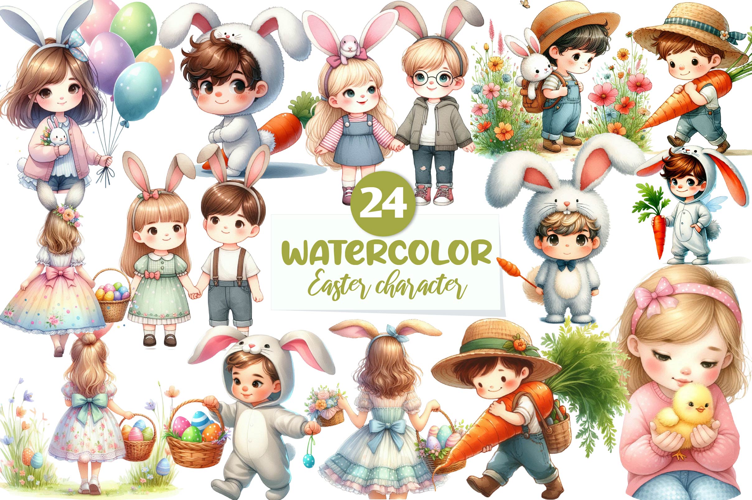Easter Day Character Clipart Bundle - CraftNest - Digital Crafting and Art