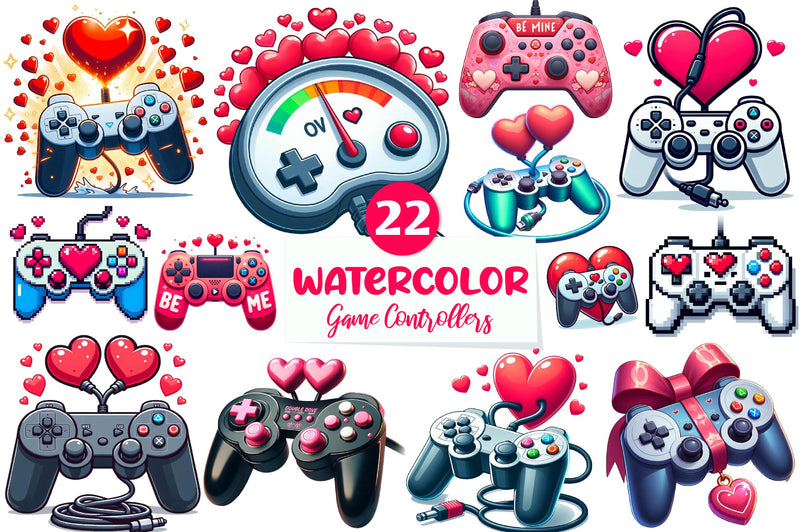 Valentine Game Controllers Clipart Bundle - CraftNest - Digital Crafting and Art