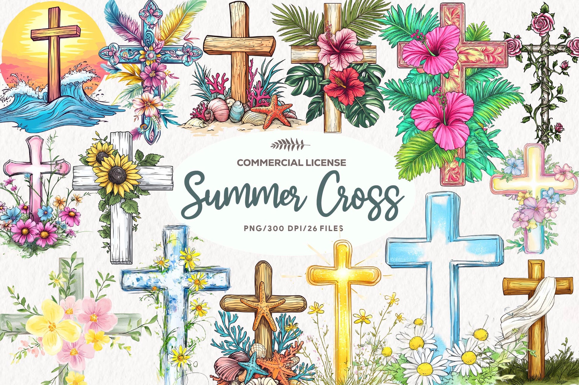 Summer Cross Clipart Bundle - CraftNest - Digital Crafting and Art