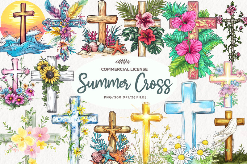 Summer Cross Clipart Bundle - CraftNest - Digital Crafting and Art