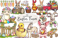 Cute Easter Farm Clipart Bundle - CraftNest - Digital Crafting and Art