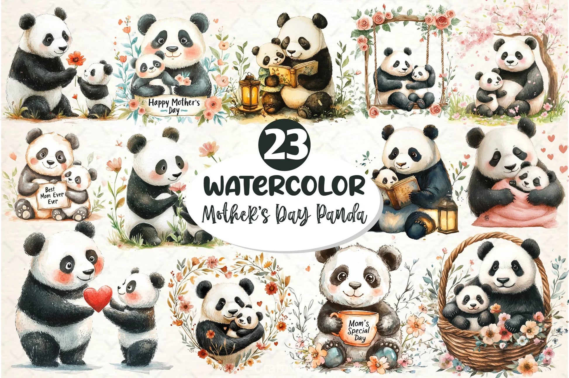 Mother's Day Panda Clipart Bundle - CraftNest - Digital Crafting and Art