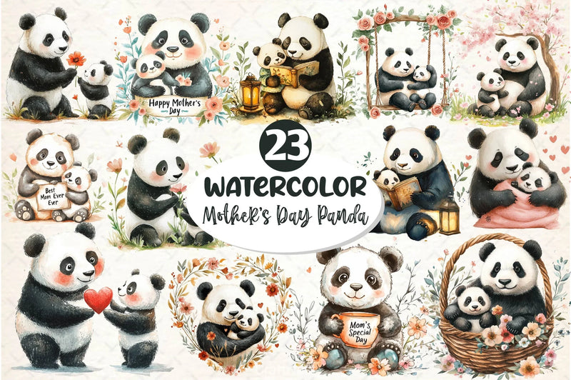 Mother's Day Panda Clipart Bundle - CraftNest - Digital Crafting and Art