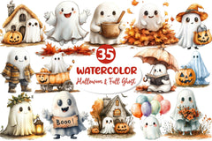 Halloween & Fall Ghost Clipart Bundle - CraftNest - Digital Crafting and Art