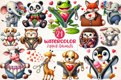 Valentines Zipper Animals Clipart Bundle - CraftNest - Digital Crafting and Art