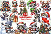 Funny Christmas Raccoon Clipart Bundle