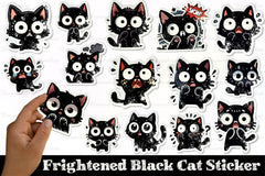 Frightened Black Cat Sticker - CraftNest - Digital Crafting and Art